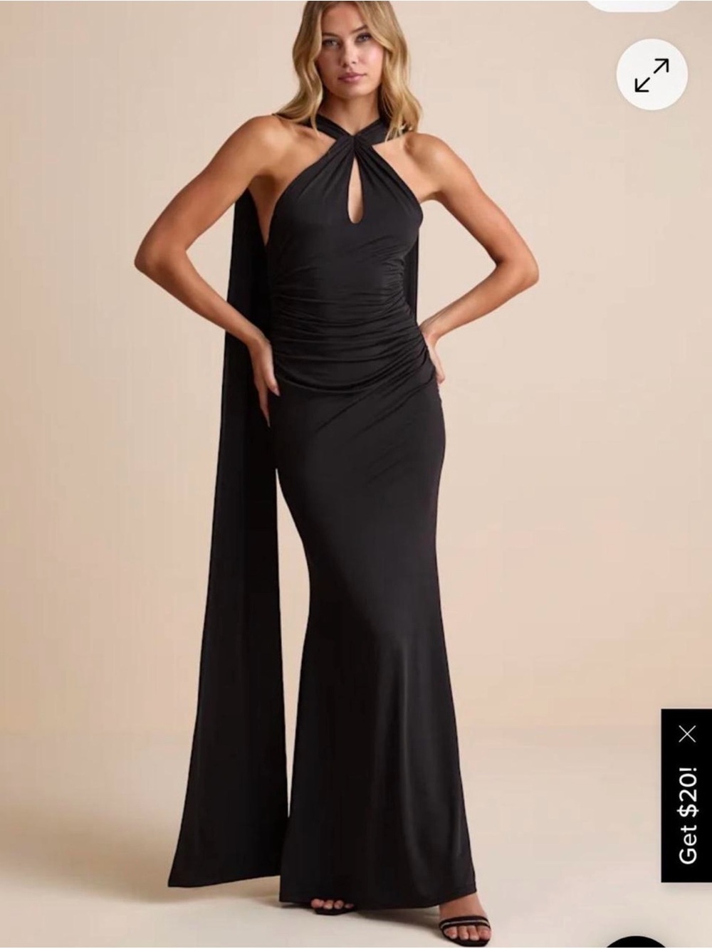 Lulus Black Halter Dress with Neck Scarf